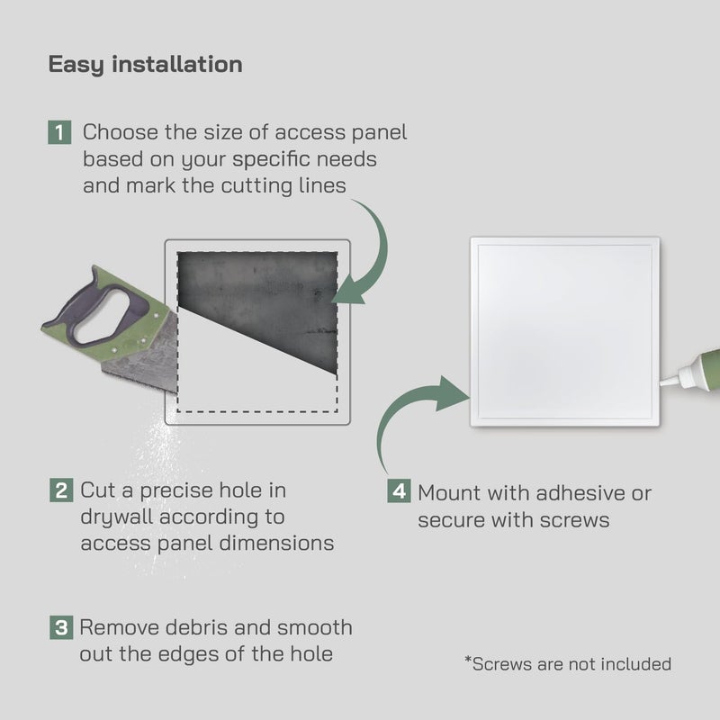 Vent Systems 20'' x 20'' Inch White Metal Access Panel with Click Function - Easy Access Doors - Access Panel for Drywall, Wall, Electrical and Plumbing Service Door - Image 3